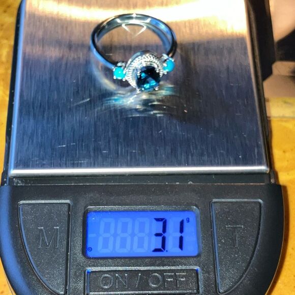 London Blue Topaz Sleeping Beauty Turquoise Sterling Silver Ring Size 9 - Picture 10 of 10